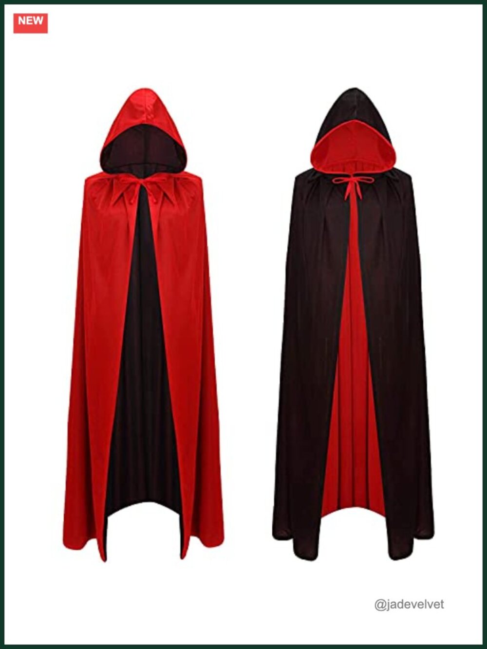 Reversible Hooded Cloak Knitted Witch Cape Halloween Cosplay Robe Unisex